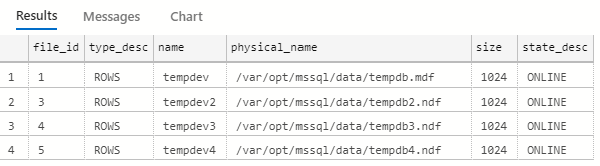 SQL Server tempdb settings from query