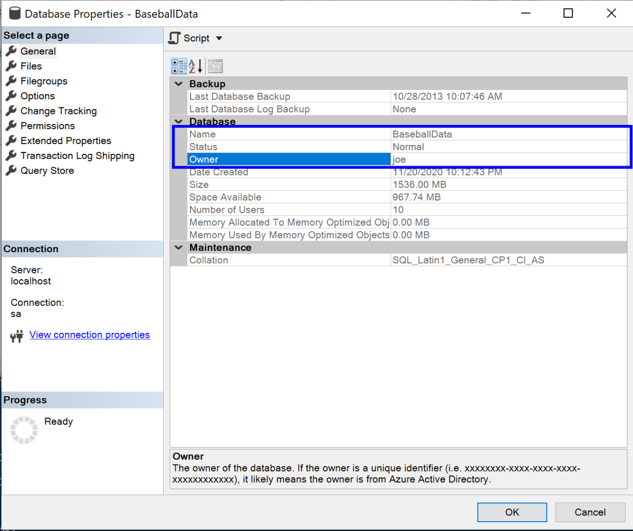 how to change db owner in sql server 2012